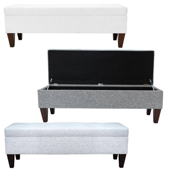 Shop Brooke Tech Fabric Wood 10 Button Tufted Long Storage Bench On Sale Overstock 20637430