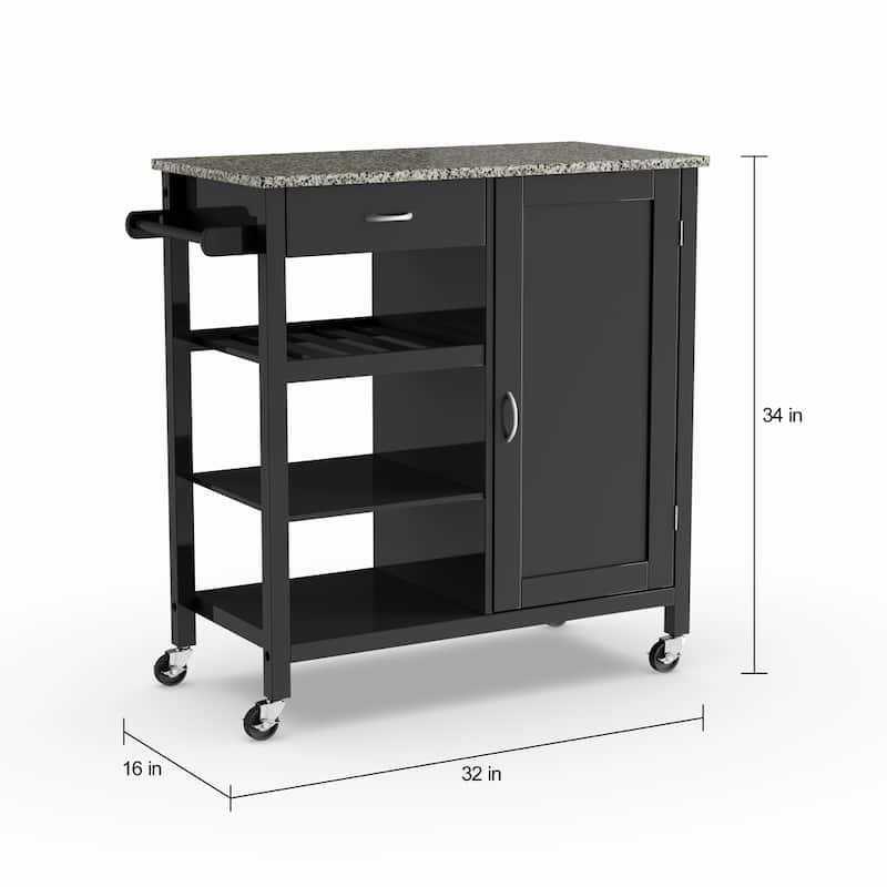 Porch & Den Ringsby Wooden 3-shelf Kitchen Cart