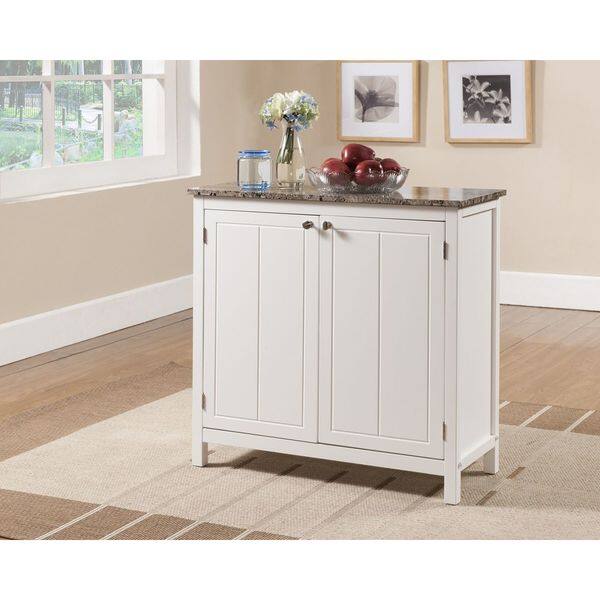 Shop Porch Den Izard White And Faux Marble Kitchen Island