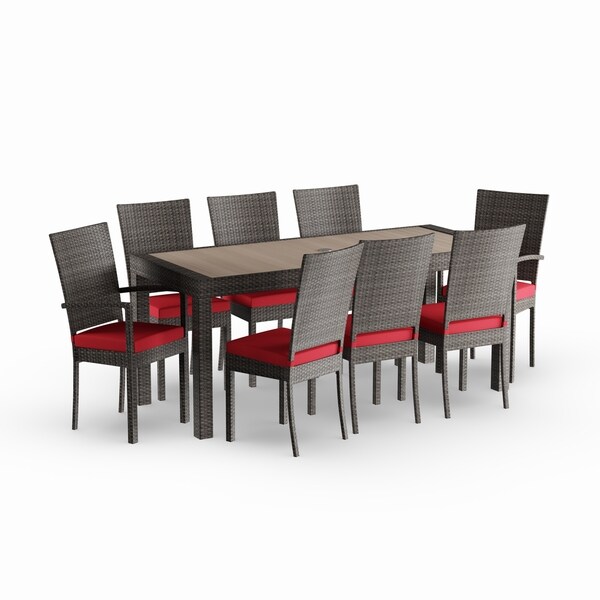 Oliver & James Paul 9-piece Red Outdoor Dining Set