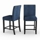 Strick & Bolton Gallaccio 25-inch Blue Fabric Stool (Set of 2) - 40"H x 18.3"W x 22.3"L - Thumbnail 1
