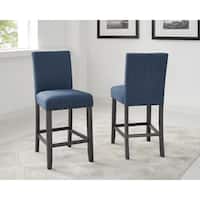 Strick & Bolton Gallaccio 25-inch Blue Fabric Stool (Set of 2) - 40"H x 18.3"W x 22.3"L