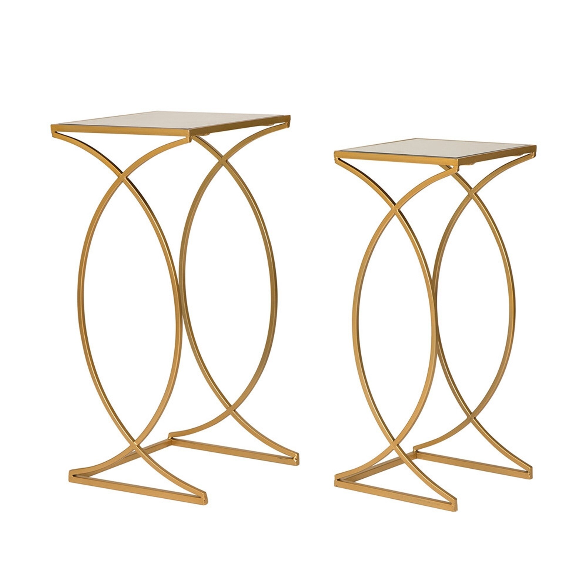 Shop Glitzhome Metal W Glass Gold Accent Table Set Of 2 On Sale Overstock 20640628