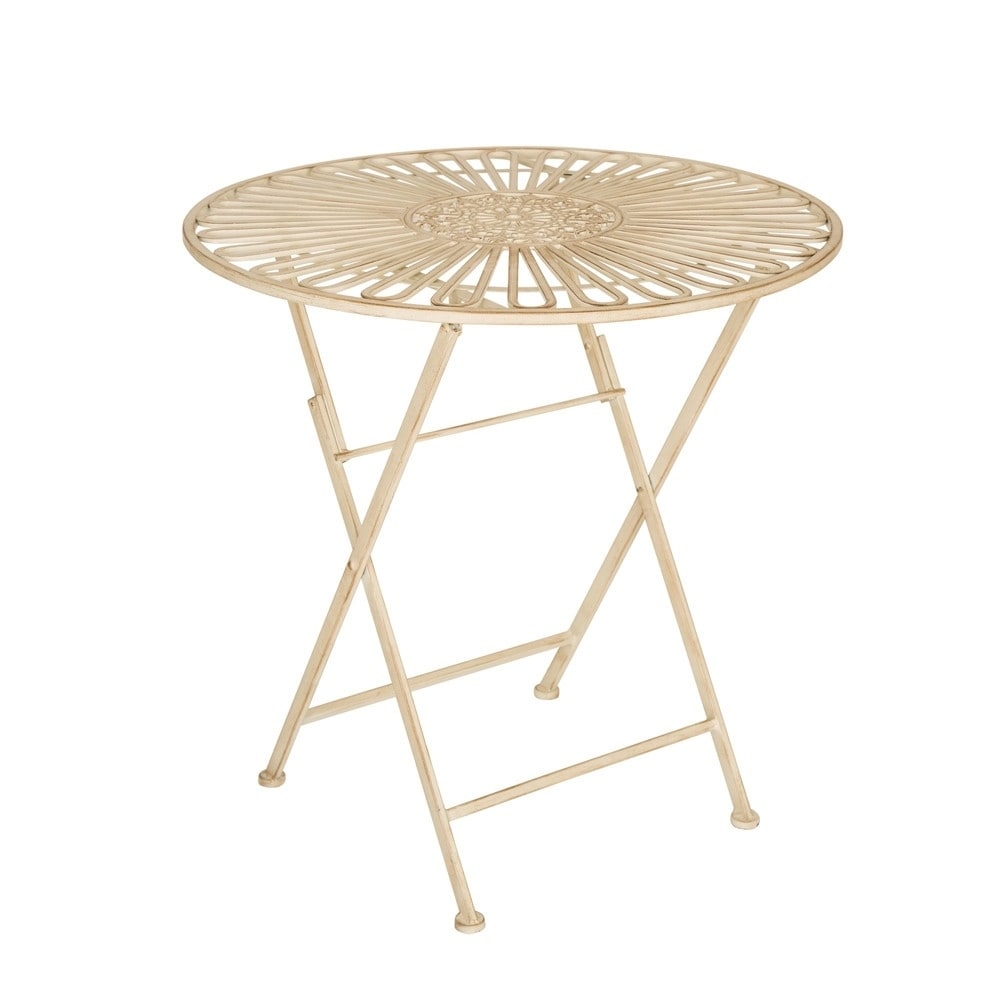 Glitzhome Metal Garden Patio Folding Table Glass Outdoor Dining Table