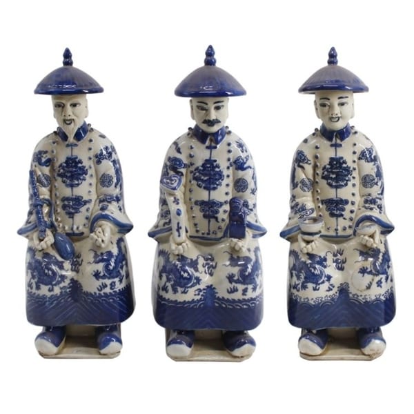 Handmade Sitting Qing Emperors Figurine, Set of 3