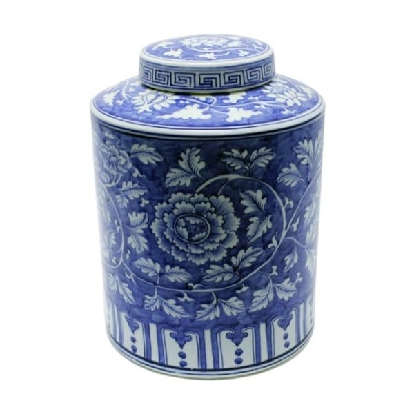 Handmade Peony Cylinder Tea Jar