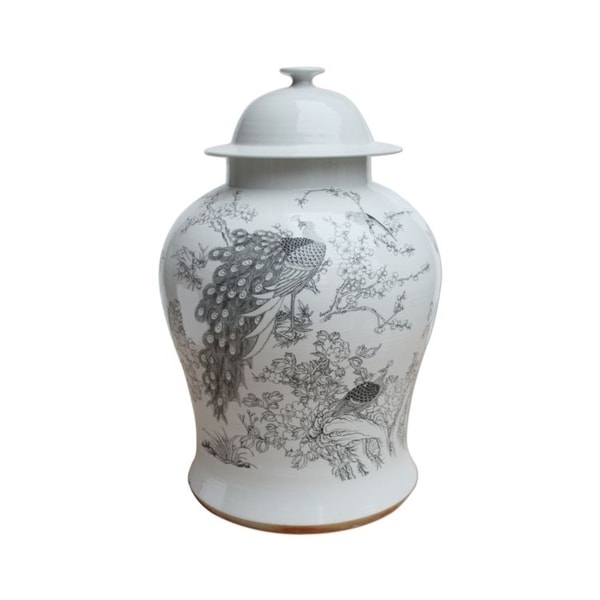 Handmade Peacock Motif Temple Jar