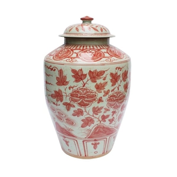 Handmade Underglaze Barn Bird Motif Jar