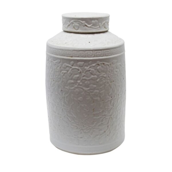 Handmade Curly Vine Carving Tea Jar