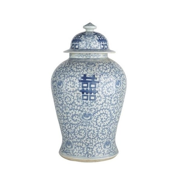 Handmade Double Happiness Floral Temple Decorative Jar