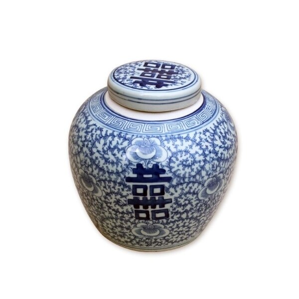 Handmade Double Happiness Floral Lidded Jar