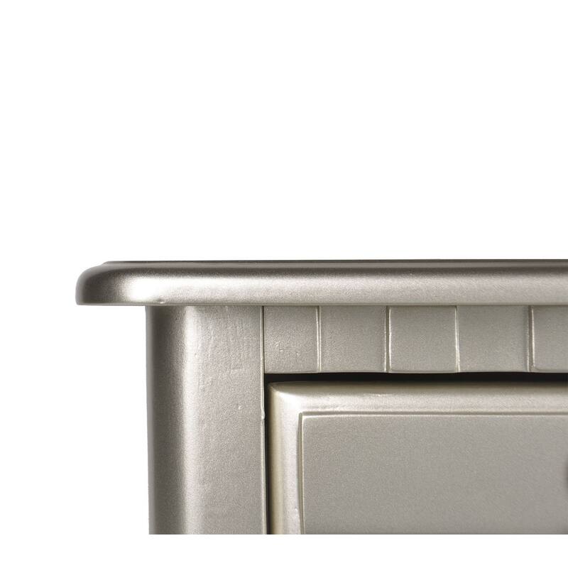 Commodious Vanity Set Featuring Stool And Mirror Silver
