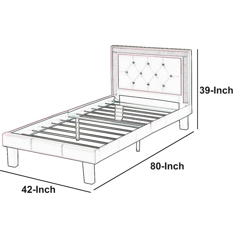Polyurethane Twin Size Bed In High Headboard In Pink