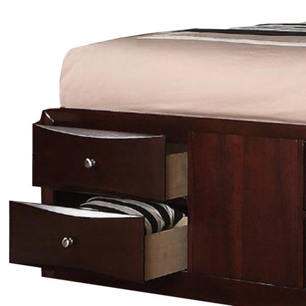 Shop Commodious Queen Bed With 6 Under Bed Drawers Espresso