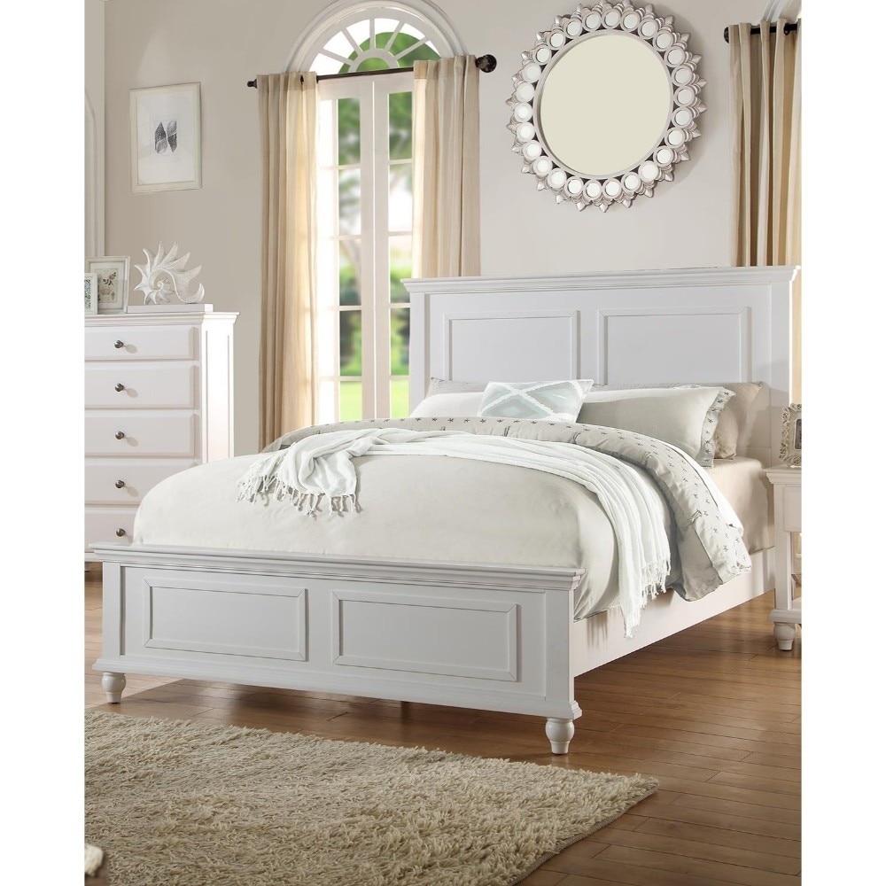 Captivating Queen Wooden Bed, White   Overstock   20649494