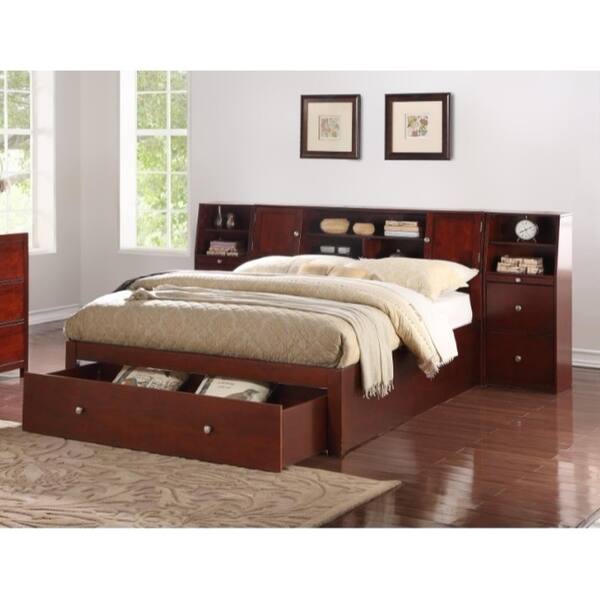Shop Queen Size Wooden Bed With Spacious Headboard And Under Bed
