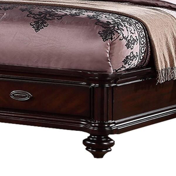 Shop Wooden E King Bed With Black Pu Hb 2 Under Bed Drawers Dark