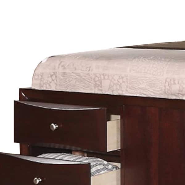 Shop Wooden Queen Bed W Display Shelves Under Bed Drawers Dark