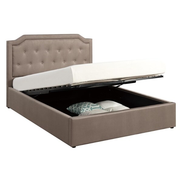 Utilitarian Upholstered Wooden Full Bed With Underbed Storage Utilitarian Upholstered Wooden Full Bed With Underbed Storage Tufted Headboard Tan Free Shipping Today 20649591