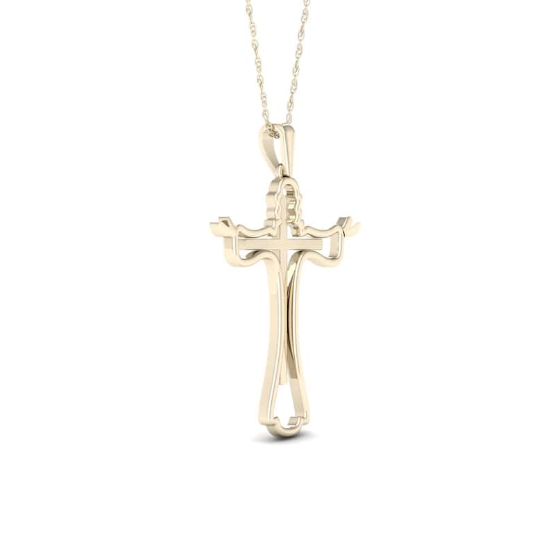 De Couer 10k Gold 1/10ct TDW Diamond Cross Necklace