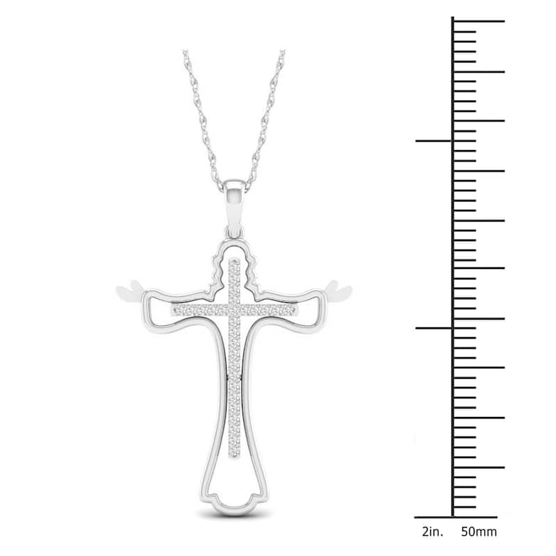 De Couer 10k Gold 1/10ct TDW Diamond Cross Necklace