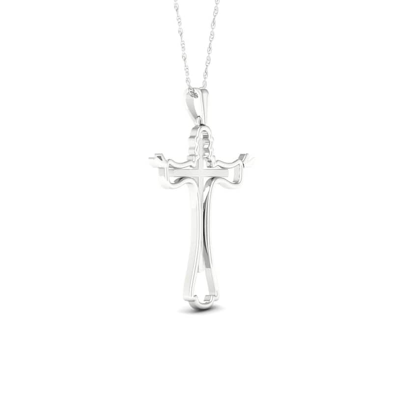 De Couer 10k Gold 1/10ct TDW Diamond Cross Necklace