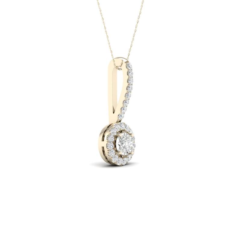 De Couer IGI Certified 10k Gold 1/4ct TDW Diamond Halo Necklace