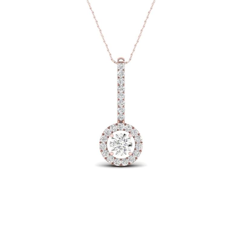 De Couer IGI Certified 10k Gold 1/4ct TDW Diamond Halo Necklace