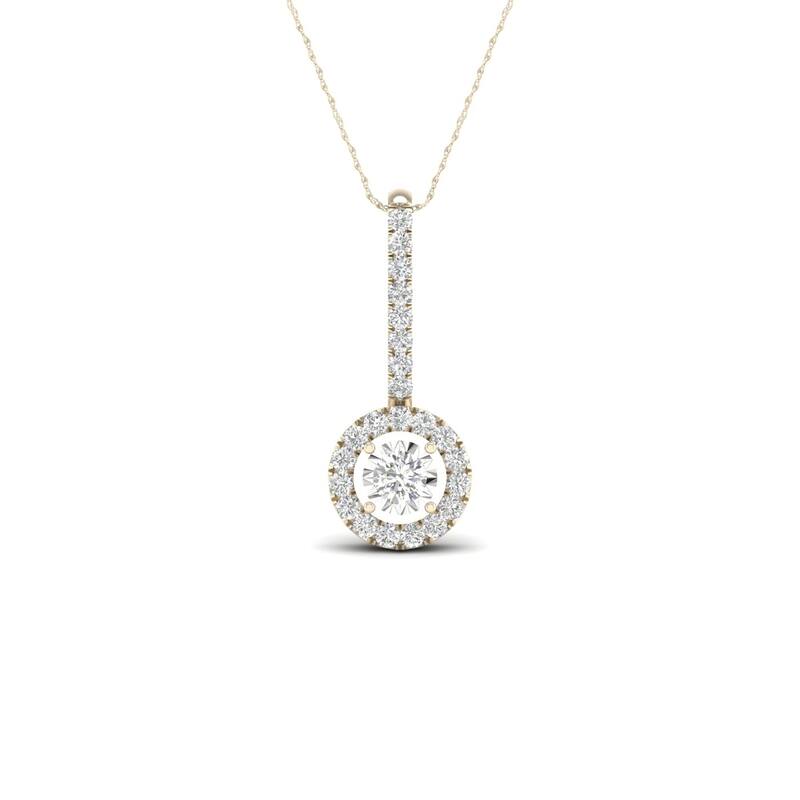 De Couer IGI Certified 10k Gold 1/4ct TDW Diamond Halo Necklace