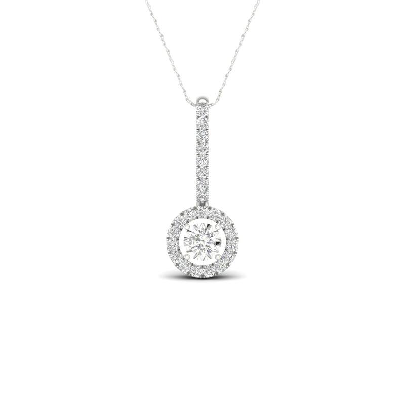 De Couer IGI Certified 10k Gold 1/4ct TDW Diamond Halo Necklace