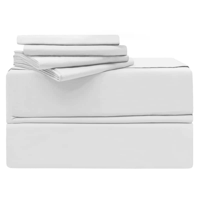 Simply the Best Luxury 6-Piece 620 Thread Count 100% Cotton Bed Sheet Set - King - White