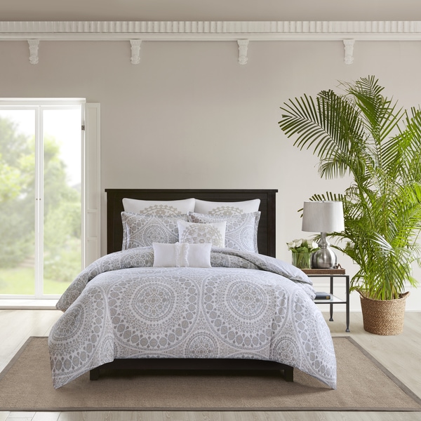 Echo Design Marco Grey Oversized Cotton Reversible Print Comforter Set