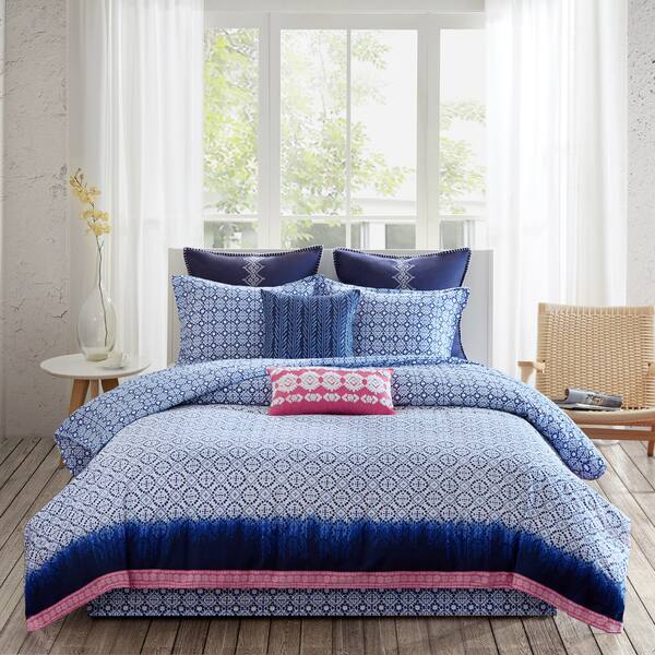 Echo Design Shibori Blue Cotton Reversible Print 4-piece Comforter Set - Bed  Bath & Beyond - 20651767