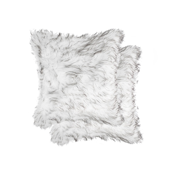 Belton 'Faux Sheepskin' Pillow 18x18 - 2-Pack - Gradient Grey
