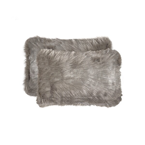 Belton 'Faux Sheepskin' Pillow 12x20 - 2-Pack - Grey