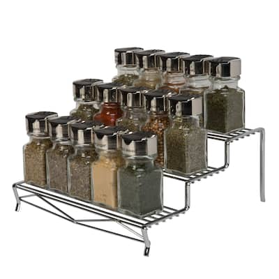 Kitchen Details Geode 3 Tier Spice Rack in Chrome - 12"x 10.6"x 3.9"