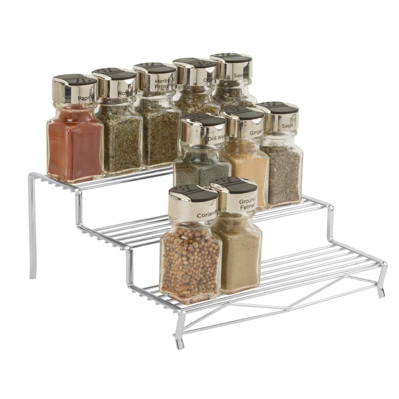 Kitchen Details Geode 3 Tier Spice Rack in Chrome - 12"x 10.6"x 3.9"