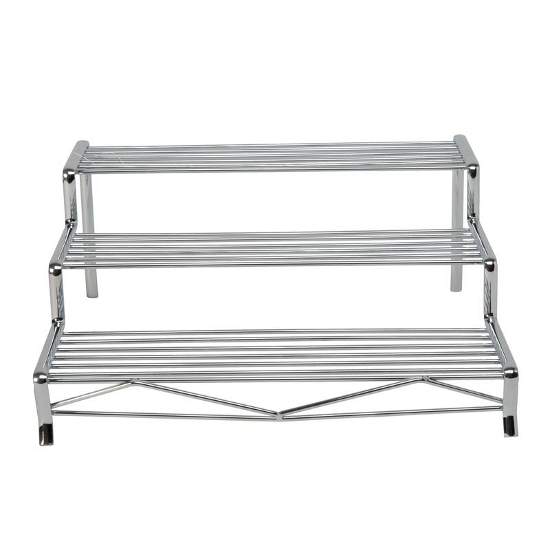 Kitchen Details Geode 3 Tier Spice Rack in Chrome - 12"x 10.6"x 3.9"