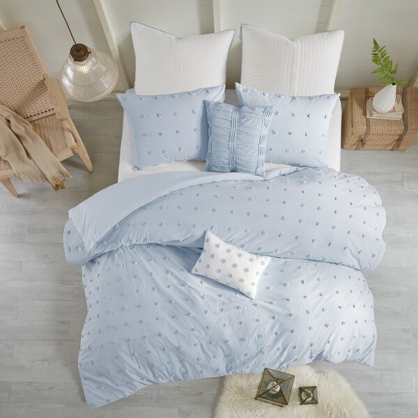 Urban Habitat Maize Blue Cotton Jacquard Duvet Cover Set
