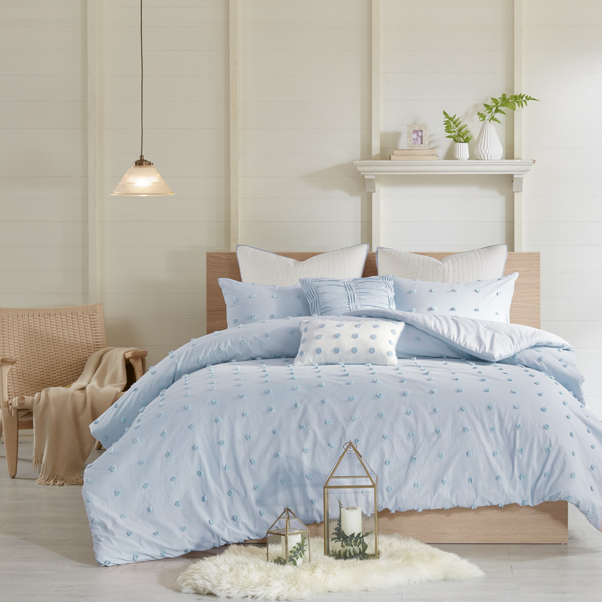 Miley 3 Piece Pleated Ruffled Comforter Set w// Pillow Shams Soft Bedding Ivory