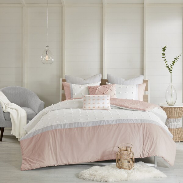 Urban Habitat Jojo Blush Cotton Jaquard 7-piece Duvet Cover Set