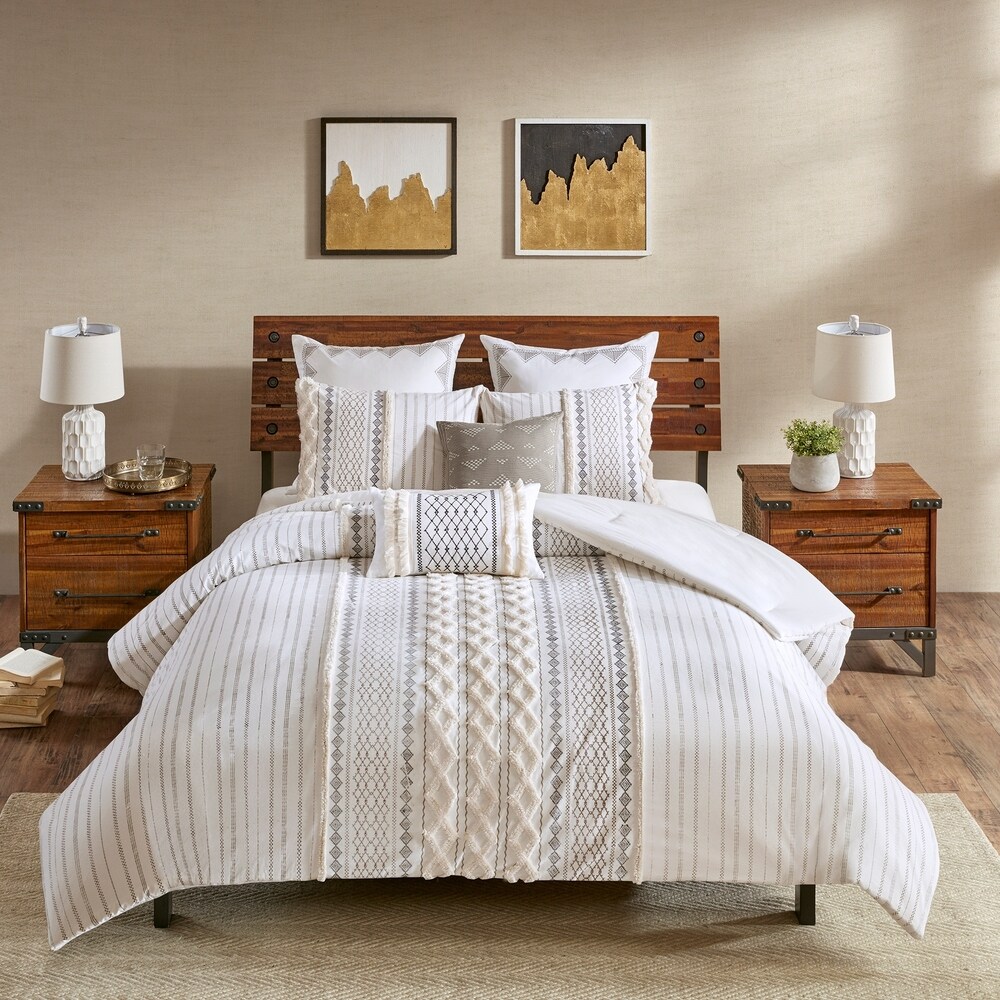 Queen Size Bedding Quilt Set South Western Modern Farm House Country Stripe 3Pc