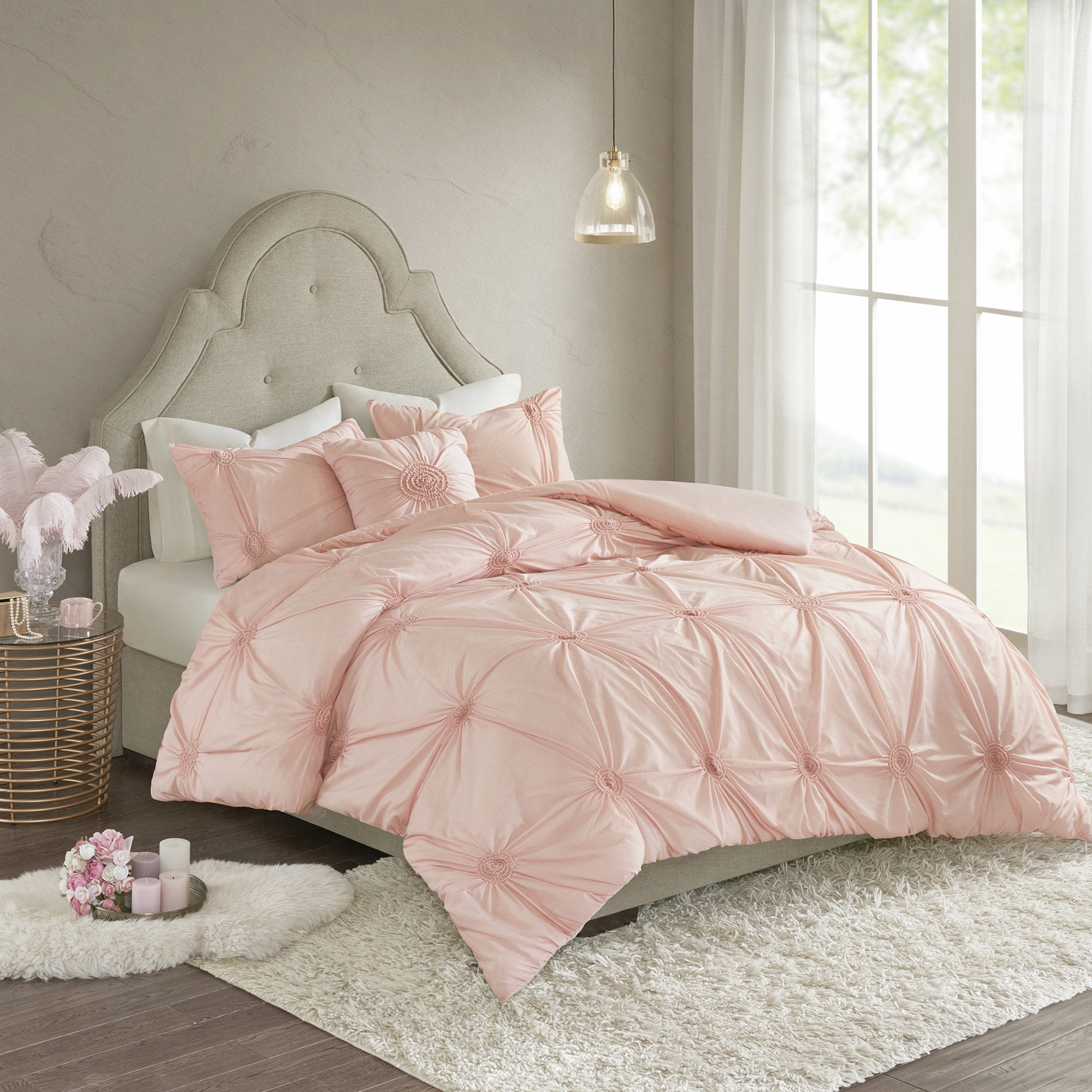 Shop Madison Park Lorilyn Blush 4 Piece Duvet Cover Set With