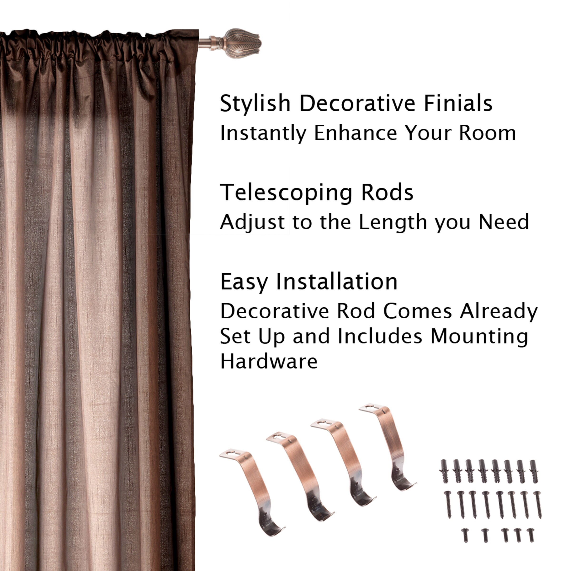 Shop Windsor Home Curtain Rod With Tulip Finials Free Shipping