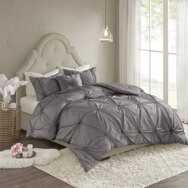 Shop Madison Park Lorilyn Dark Gray 4 Piece Comforter Set With