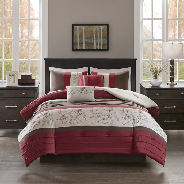510 Design Lecia Red Embroidered 5-piece Comforter Set