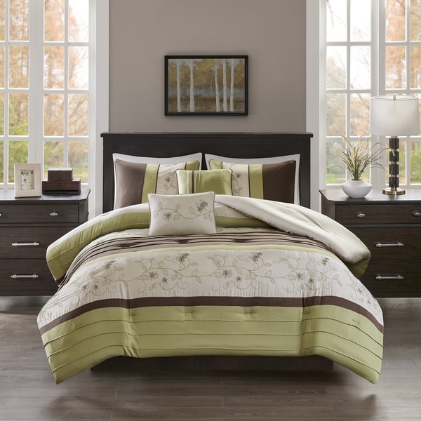 510 Design Lecia Green Embroidered 5-piece Comforter Set