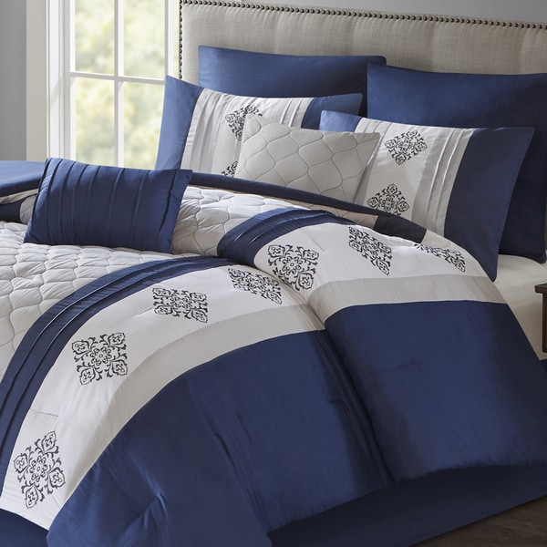 510 Design Donetta Navy Embroidered 8-piece Comforter Set