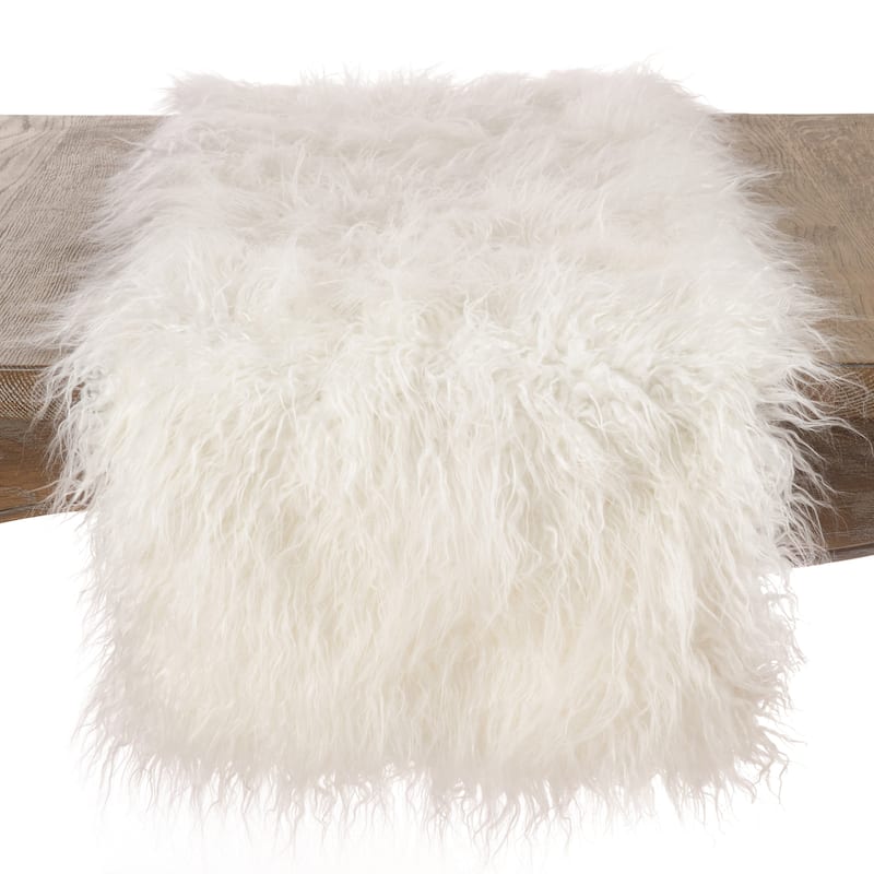 Mongolian Faux Fur Runner - Ivory - 16"x108"