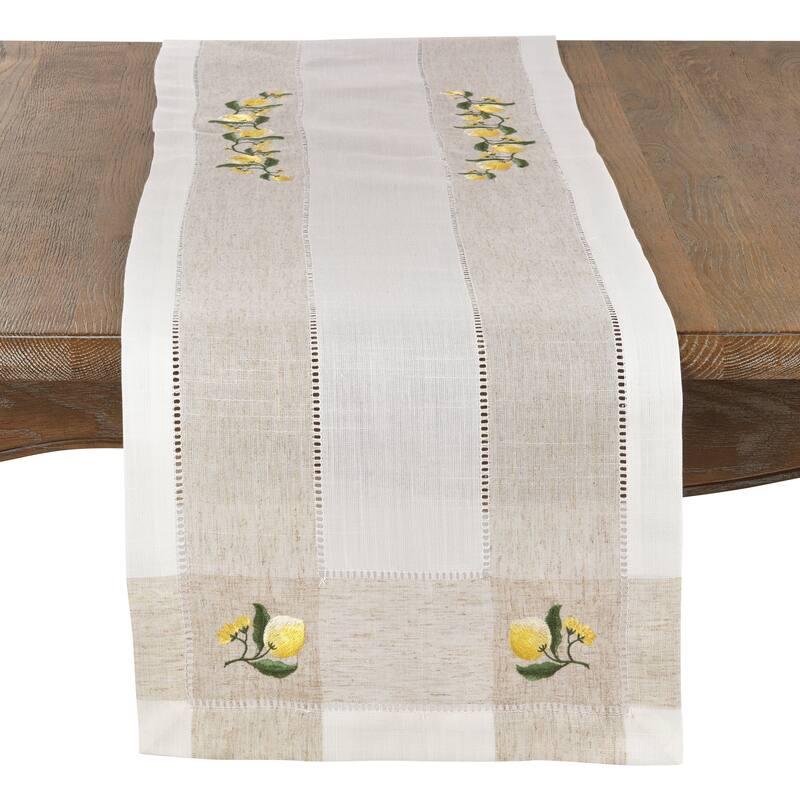 Lemon Embroidery Hemstitch Runner